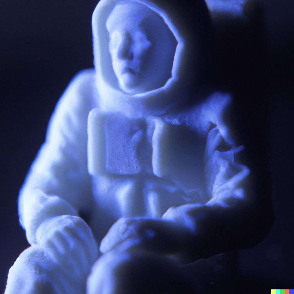 an astronaut, sculpture made from wax, subsurface scattering